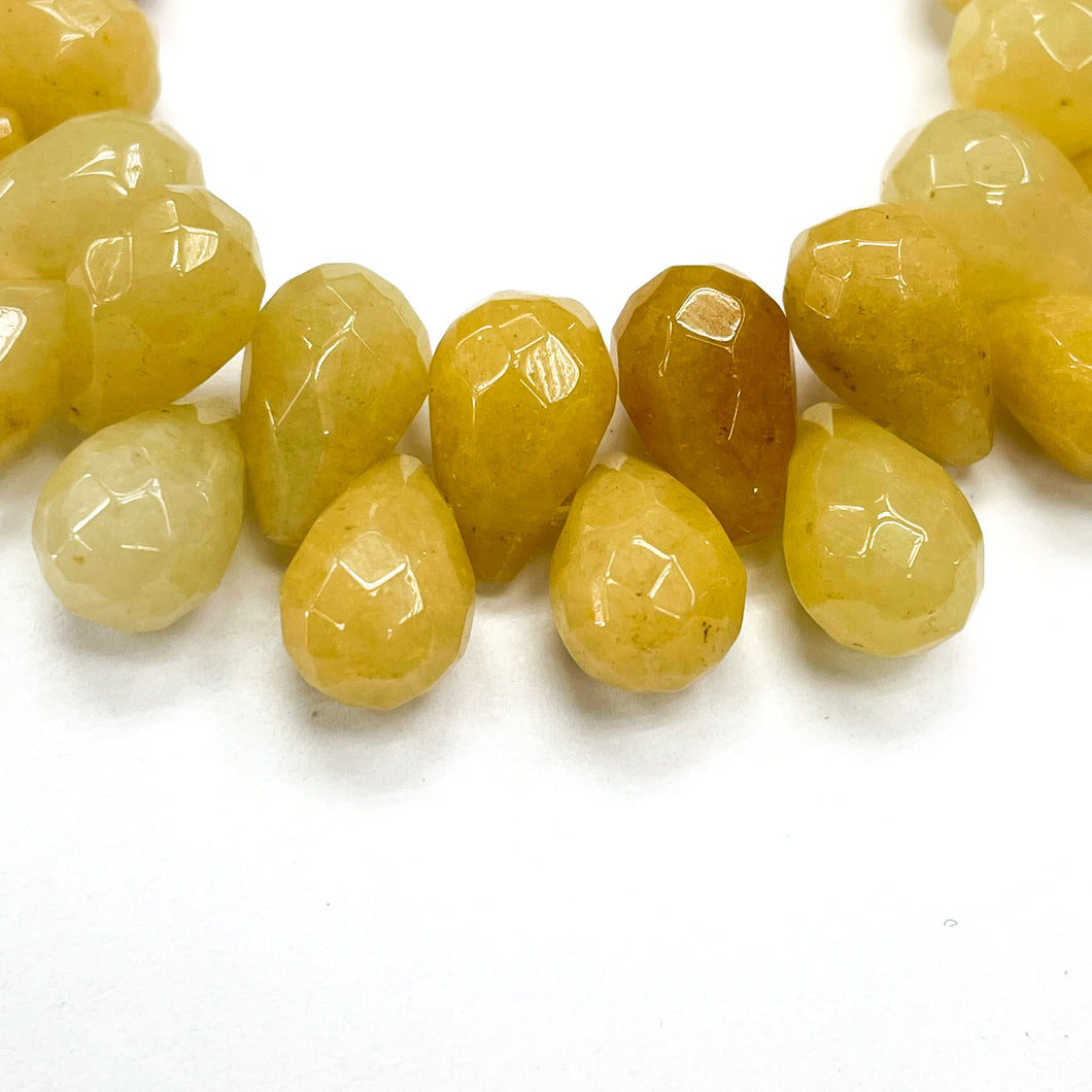 GOTA FACETADA | 12X8MM | JADE AMARILLO (7-19A)