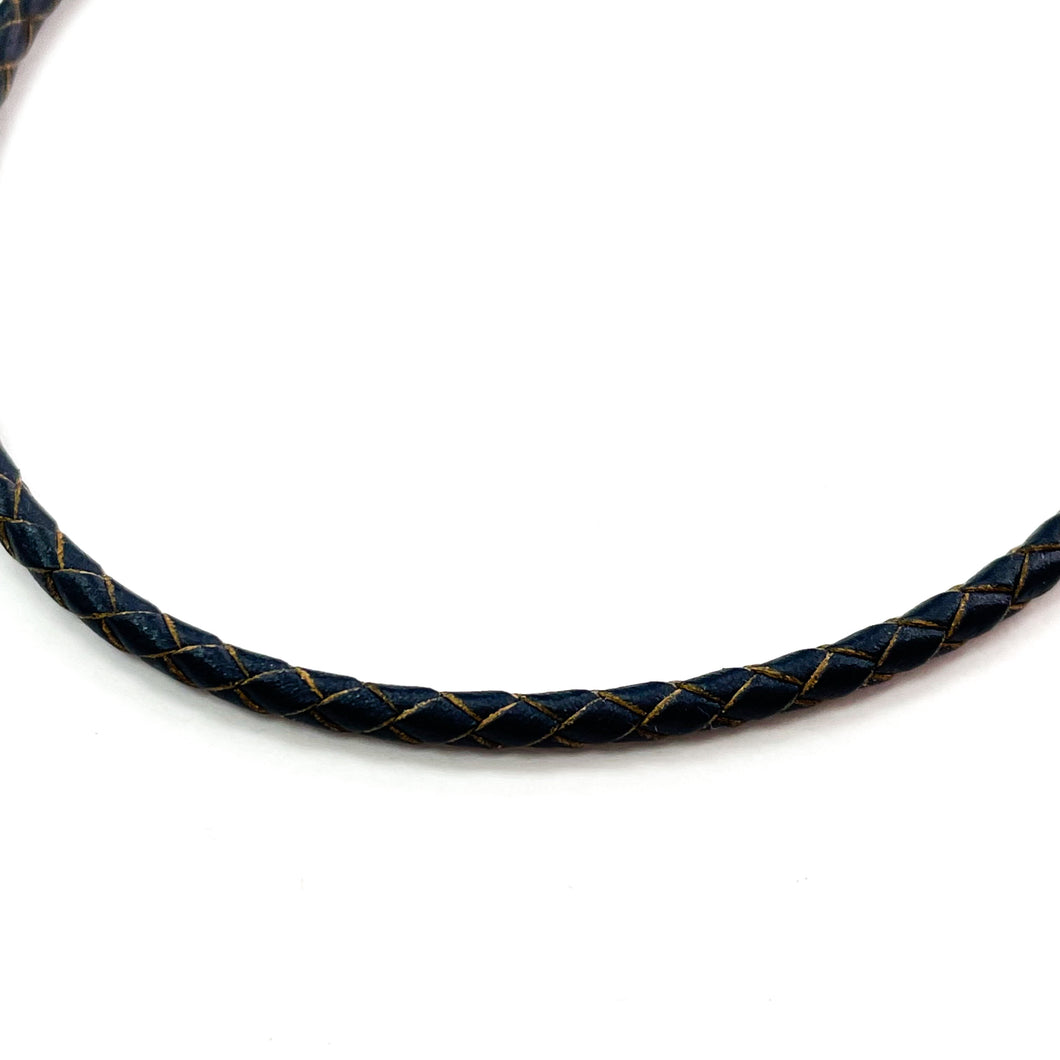 CUERO TRENZADO | 3MM | AZUL MARINO EXTRA OSCURO