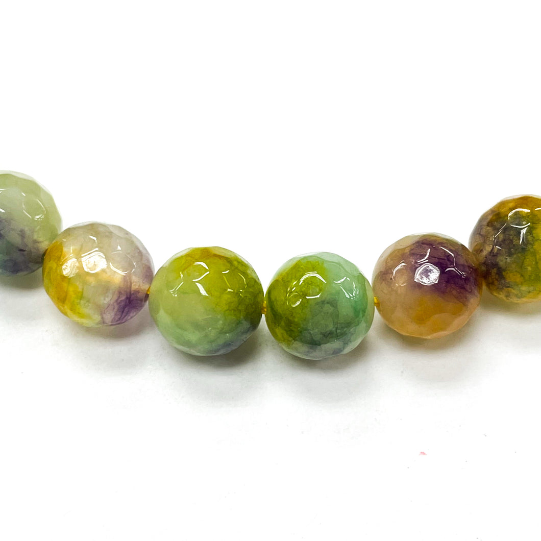 Agata Facetada | 10mm | Tricolor Verde Amarillo Morado