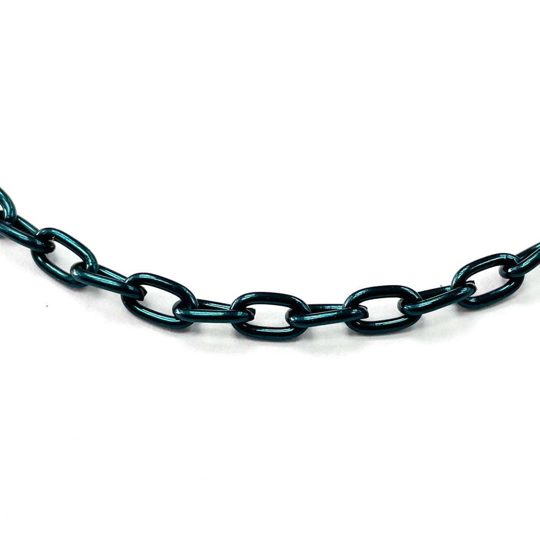 CADENA FANTASÍA | CANDADO OVALADA | 3MM | VERDE PETROLEO (YH-4375)