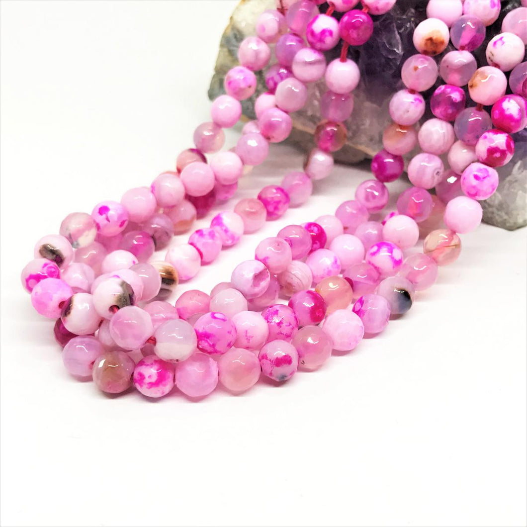 Agata Facetada | 6mm | Rosado blanco Jaspeado (19-15B)