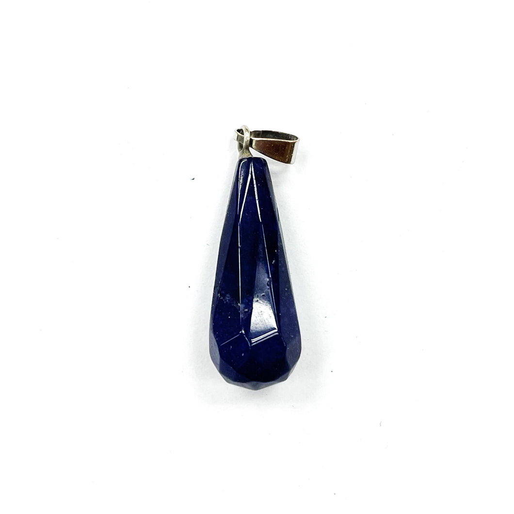 COLGANTE DE PIEDRA | GOTA FACETADA ALARGADA | 25MM | AGATA AZUL