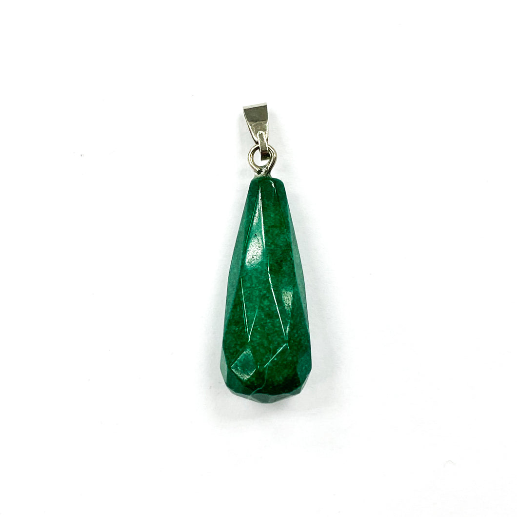 COLGANTE DE PIEDRA | GOTA FACETADA  ALARGADA | 25MM | AVENTURINA VERDE