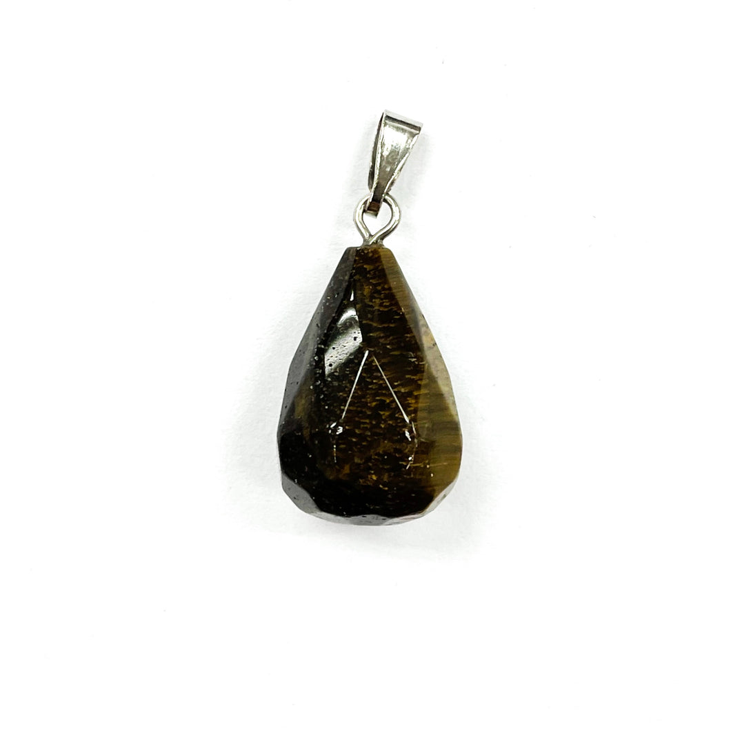 COLGANTE DE PIEDRA | GOTA FACETADA | TIPO PERA | 20MM | OJO DE TIGRE