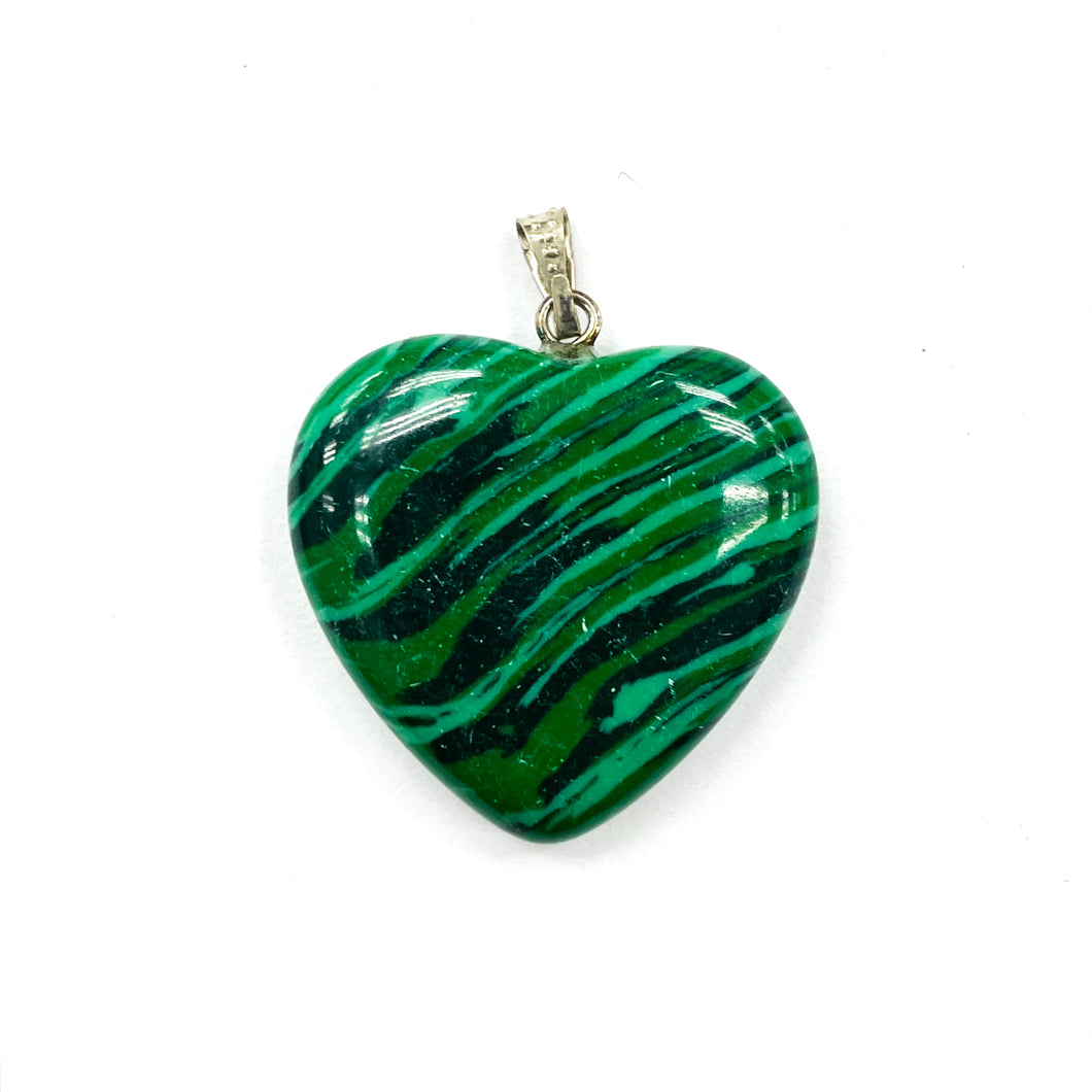 COLGANTE DE PIEDRA | CORAZON GRANDE | 25MM | MALAQUITA