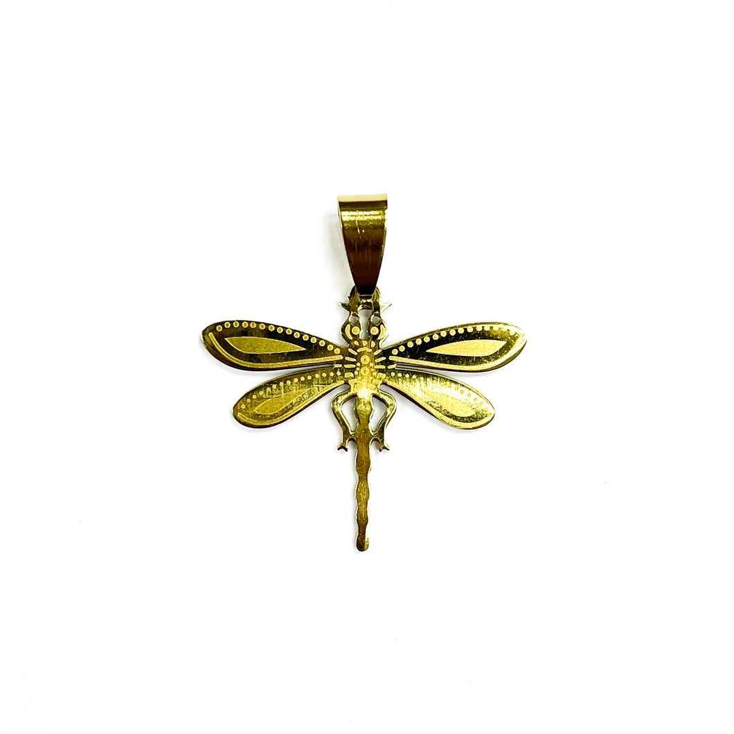 COLGANTE ACERO | LIBELULA MEDIANA | 26MM | DORADO | (C1-6CA)