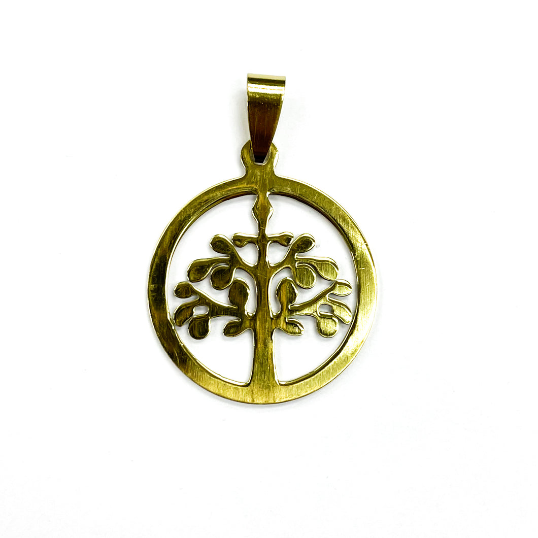 COLGANTE ACERO | ARBOL DE LA VIDA MODELO 3 | 27MM | DORADO | (C2-14CA)