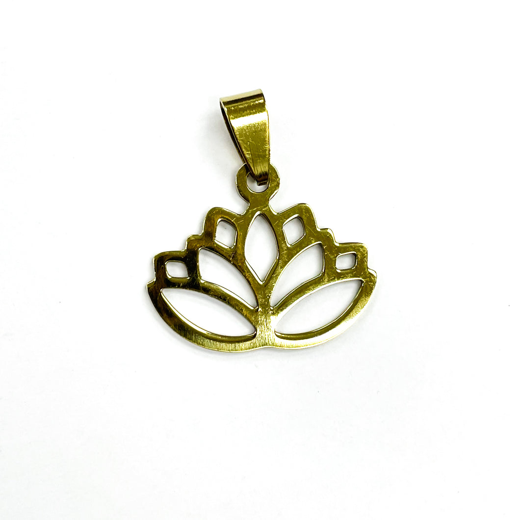 COLGANTE ACERO | FLOR DE LOTO | 16X25MM | DORADO | (C3-26CA)
