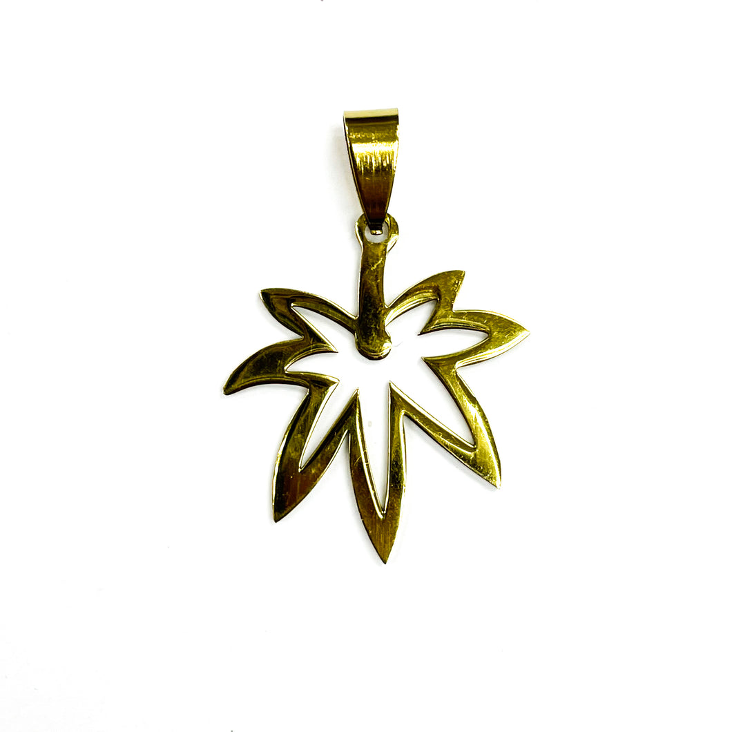 COLGANTE ACERO | HOJA MARIHUANA | 30MM | DORADO | (C3-29CA)