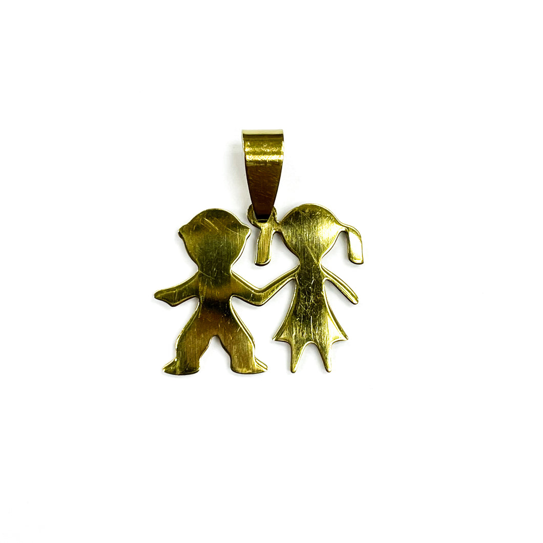 COLGANTE ACERO | PAREJA NIÑO NIÑA | 20MM | DORADO | (C5-45CA)