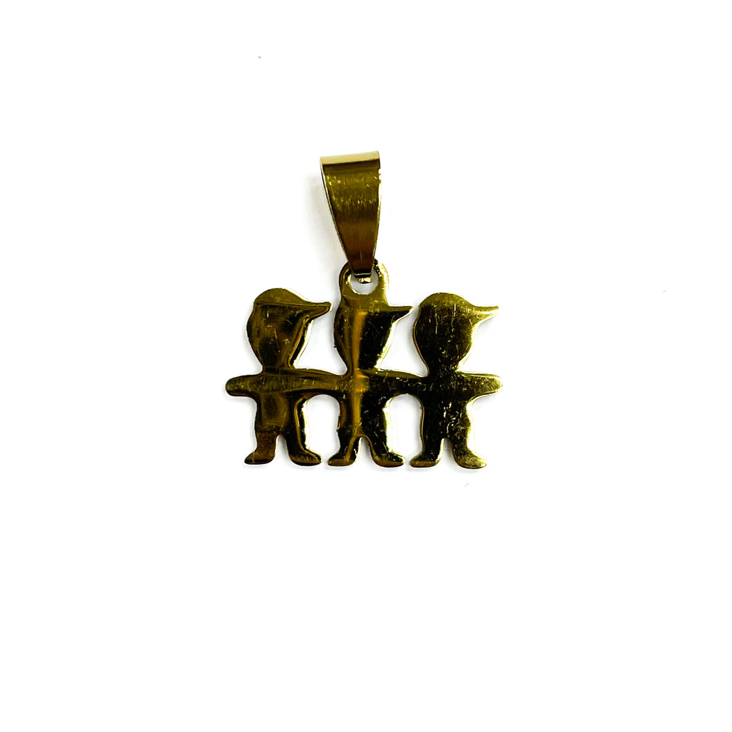 COLGANTE ACERO | NIÑOS CON JOCKEY | 22MM | DORADO | (C5-46CA)