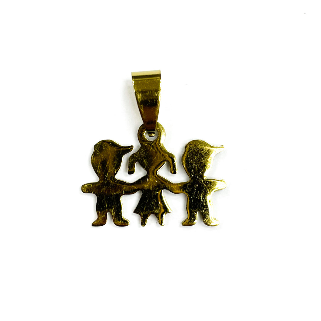 COLGANTE ACERO | NIÑO NIÑA NIÑO C/JOCKEY | 22MM | DORADO | (C5-47CA)