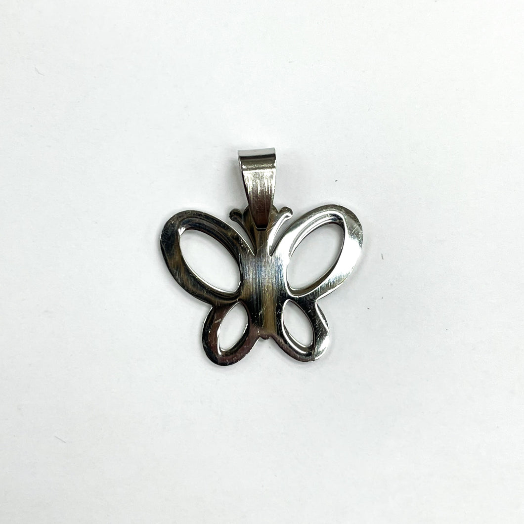 COLGANTE ACERO | MARIPOSA CONTORNO | 20MM | PLATEADO | (C6-58CA)
