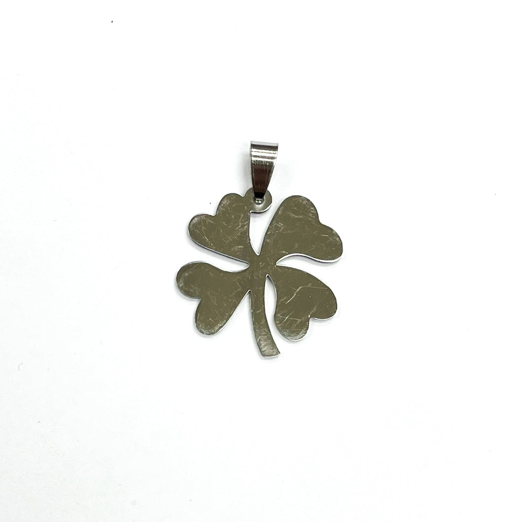 COLGANTE ACERO | TREBOL 4 HOJAS | 27MM | PLATEADO | (C7-61CA)