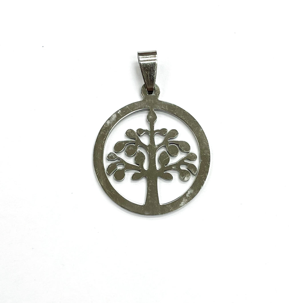 COLGANTE ACERO | ARBOL DE LA VIDA MODELO 3 | 27MM | PLATEADO | (C7-63CA)