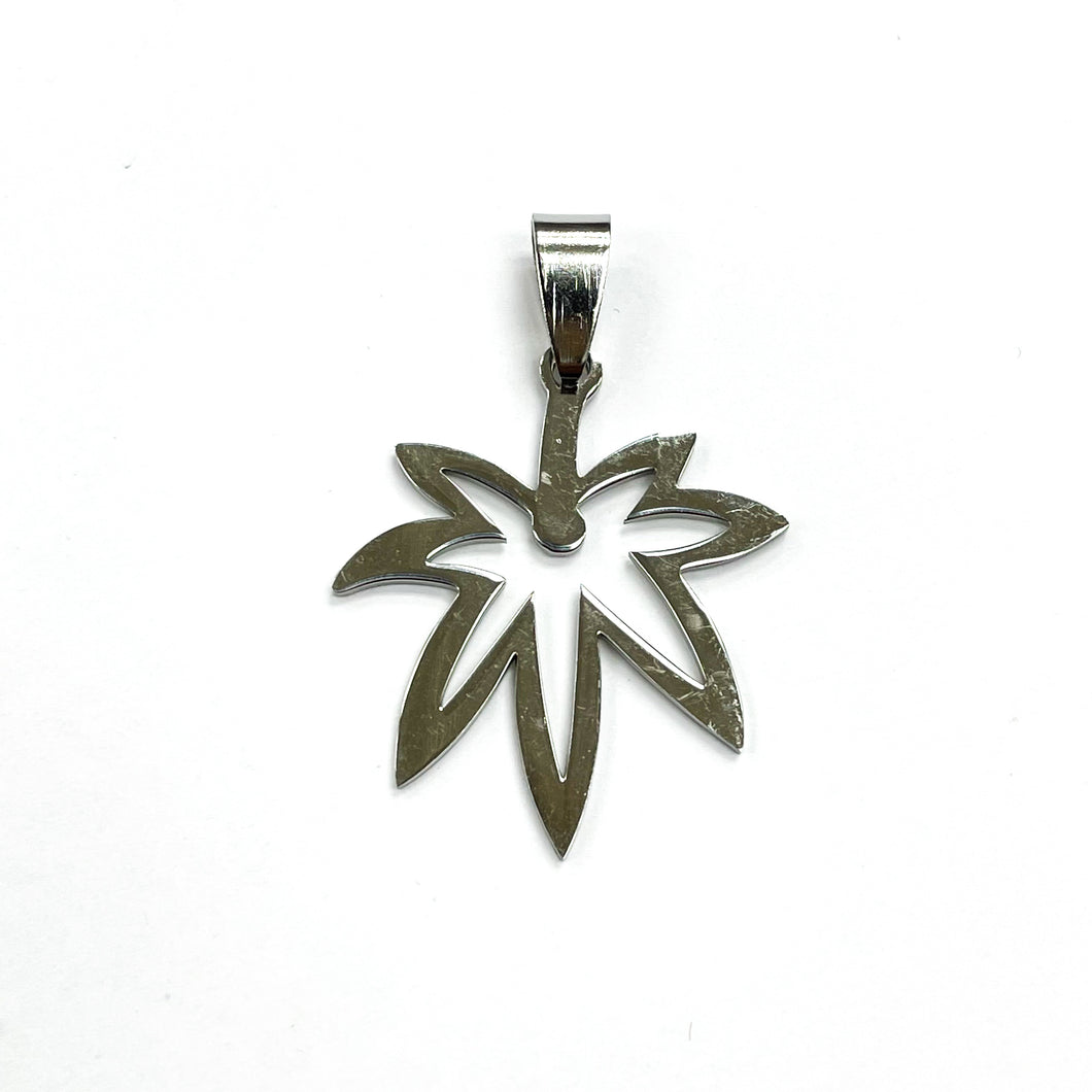 COLGANTE ACERO | HOJA MARIHUANA | 30MM | PLATEADO | (C8-77CA)