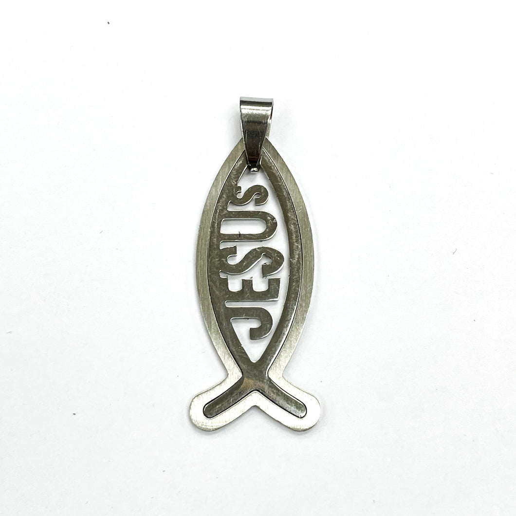 COLGANTE ACERO | JESUS DOBLE | 42MM | PLATEADO | (C9-82CA)