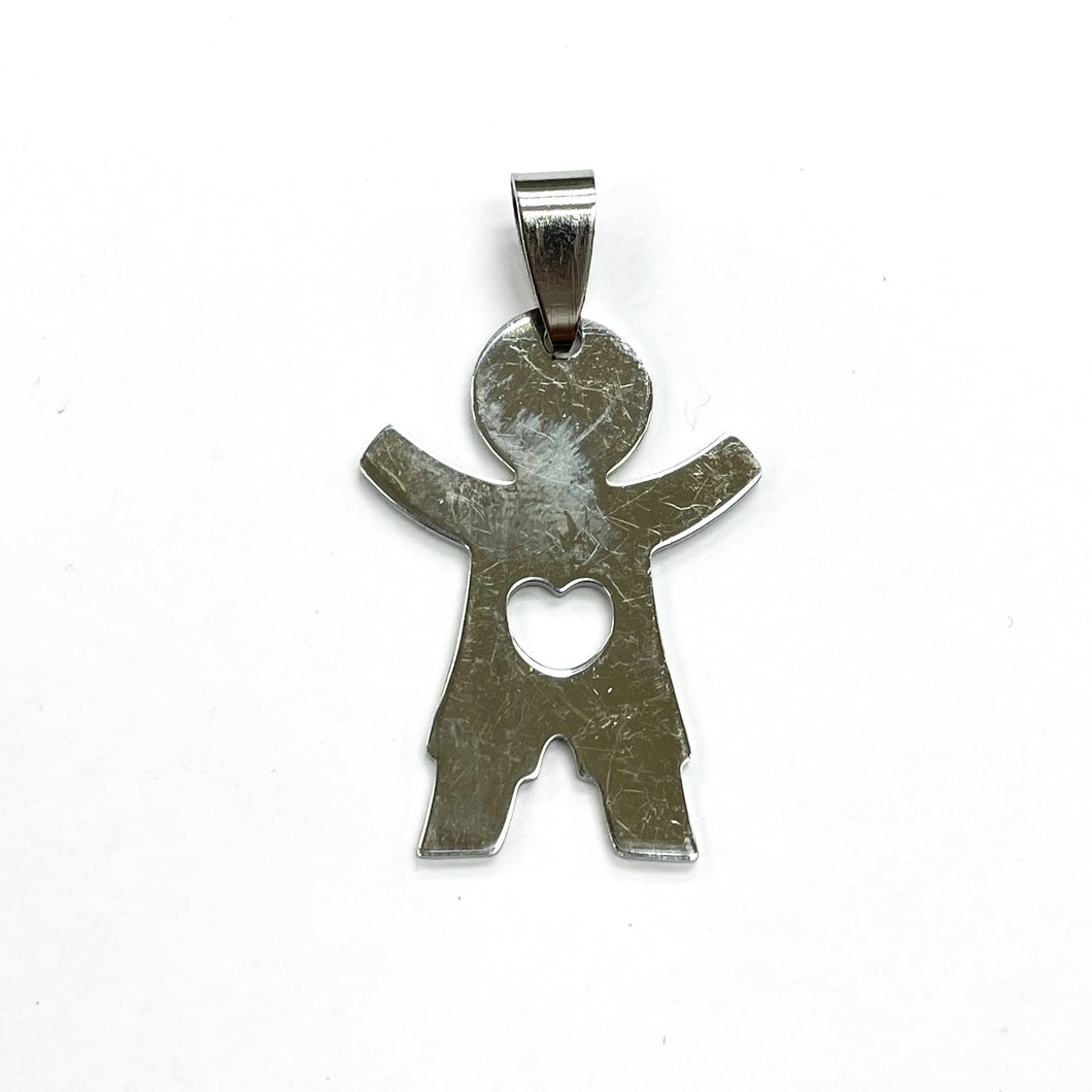 COLGANTE ACERO | NIÑO CORAZON | 30MM | PLATEADO | (C9-88CA)