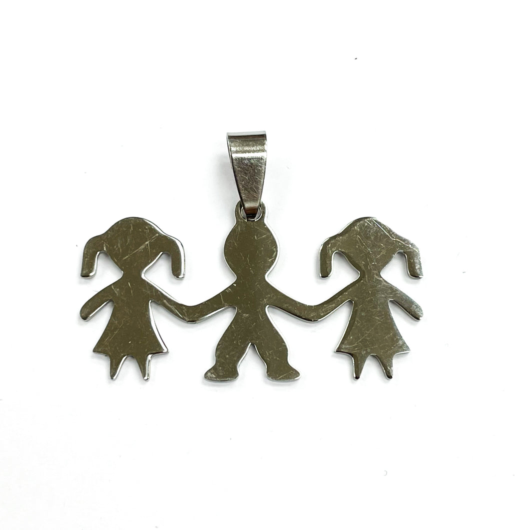 COLGANTE ACERO | NIÑA NIÑO NIÑA  | 40MM | PLATEADO | (C10-91CA)