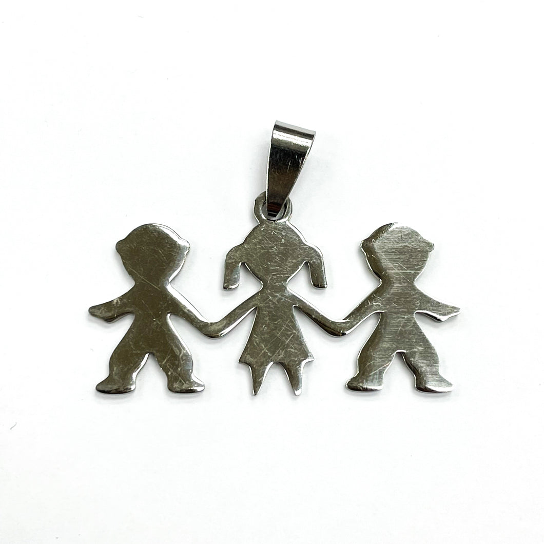 COLGANTE ACERO | NIÑO NIÑA NIÑO | 40MM | PLATEADO | (C10-92CA)