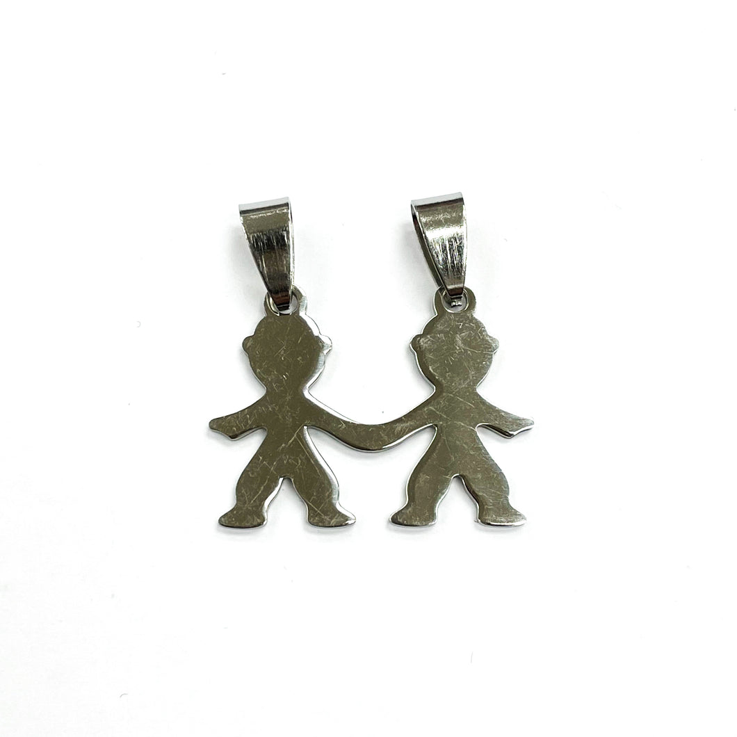 COLGANTE ACERO | PAREJA NIÑO NIÑO | 20MM | PLATEADO | (C10-94CA)