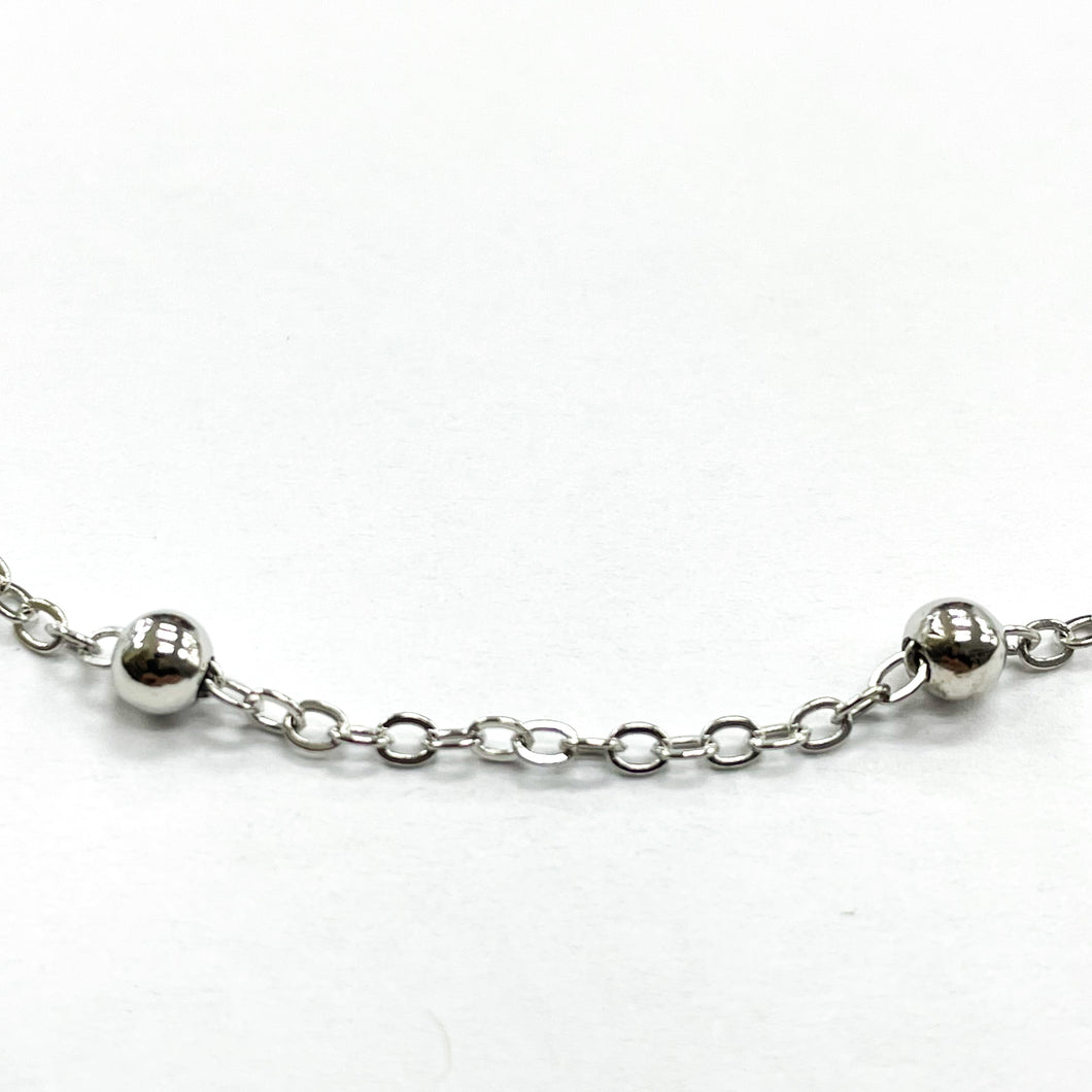 CADENA FANTASIA | CANDADO OVALADA CON BOLITA | 2MM | PLATEADO (HH-2332)