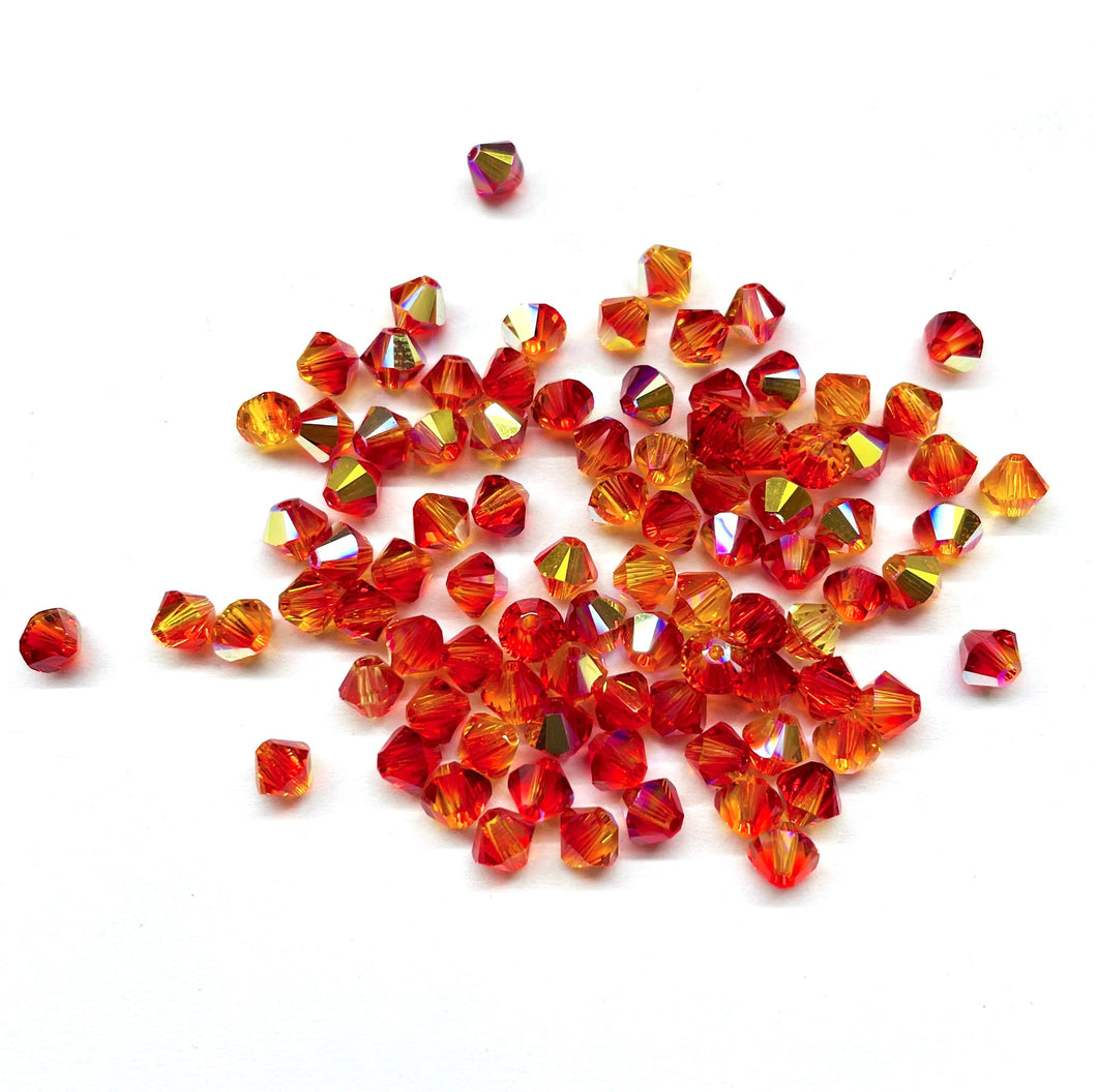 Bead Swarovski Crystals | 4mm | C3 SmT #237 | 25u | Bicolor rojo naranja