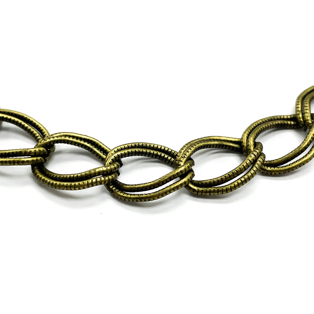 CADENA FANTASIA | ESLABON DOBLE C/DISEÑO | 9.8MM | ENVEJECIDO (YH-8914)