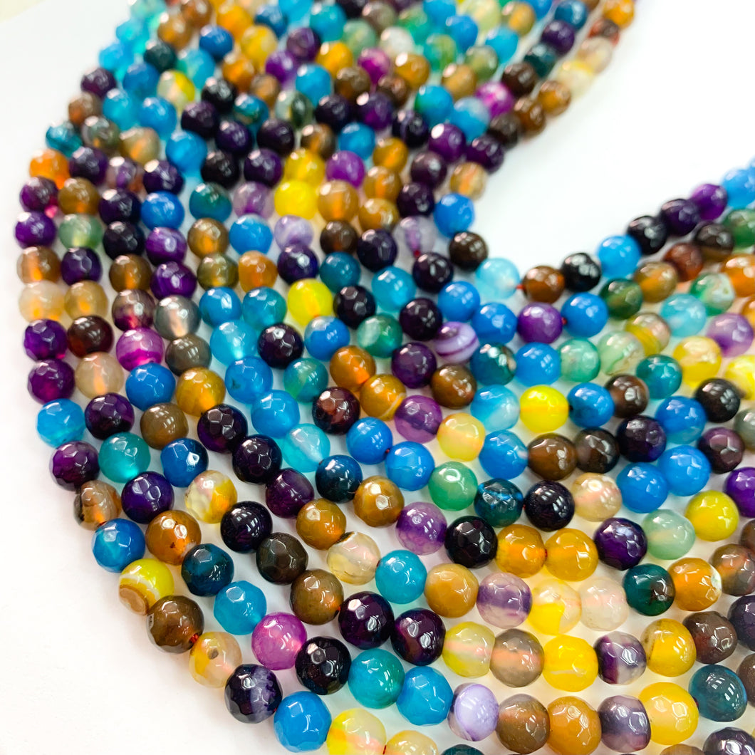 Agata Facetada | 6mm | Celeste morado y Amarillo (25-40A)