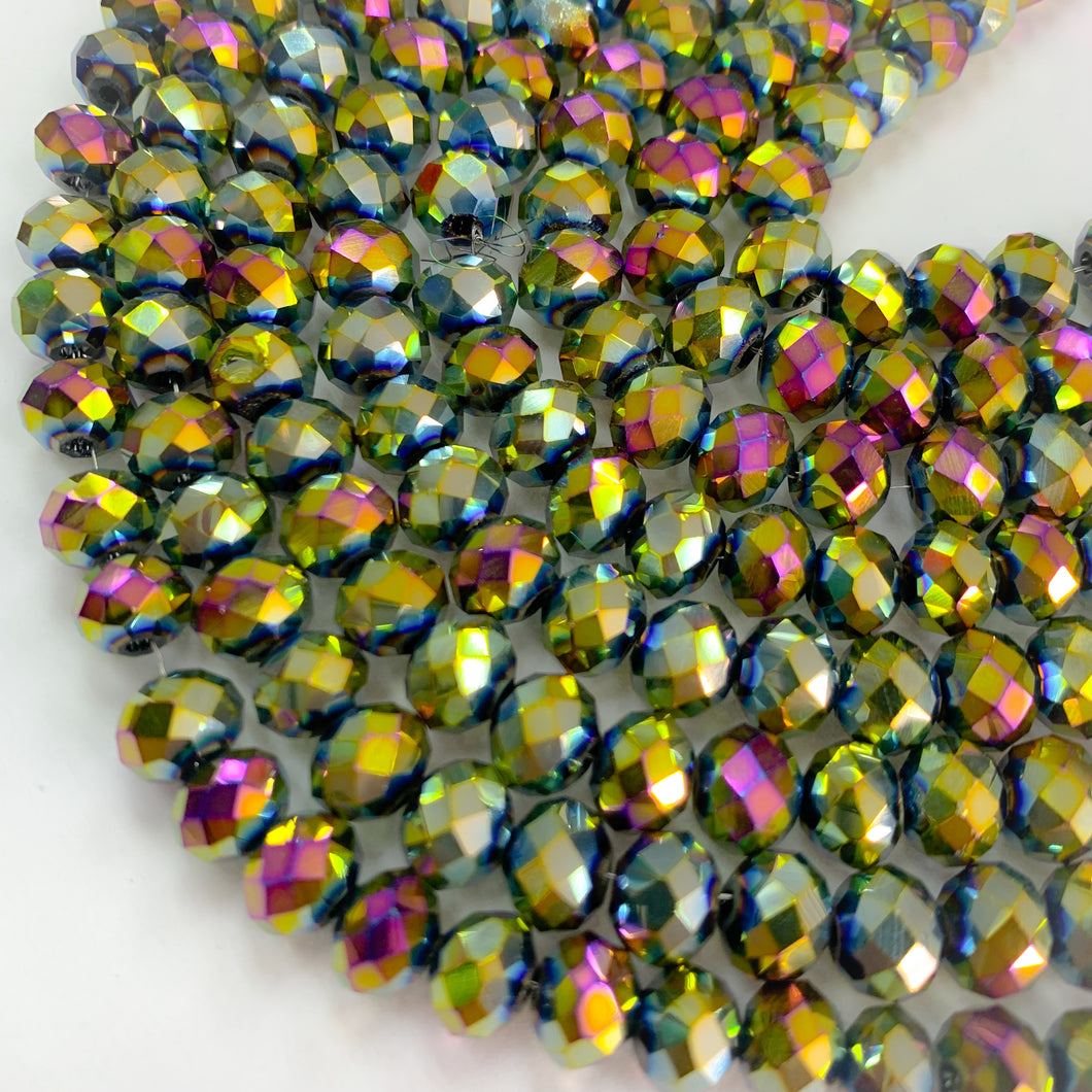 Cristal chato | 8 mm | Metal Azul Verde Fucsia 141
