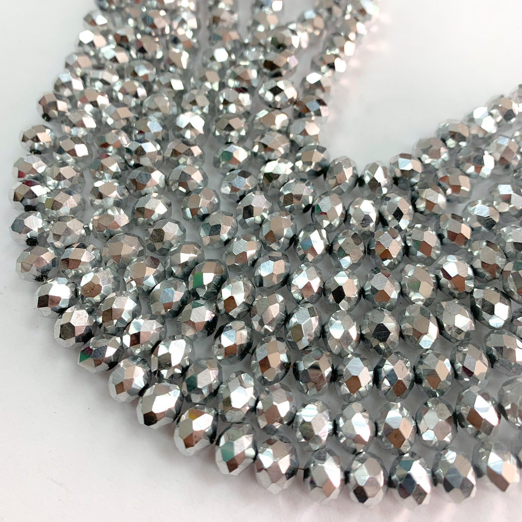 Cristal chato | 8 mm | Metal Plateado 147