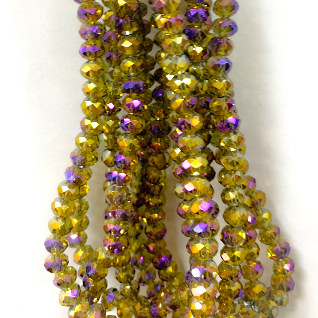 Cristal chato | 6 mm | Verde oliva traslucido tornasol morado 128