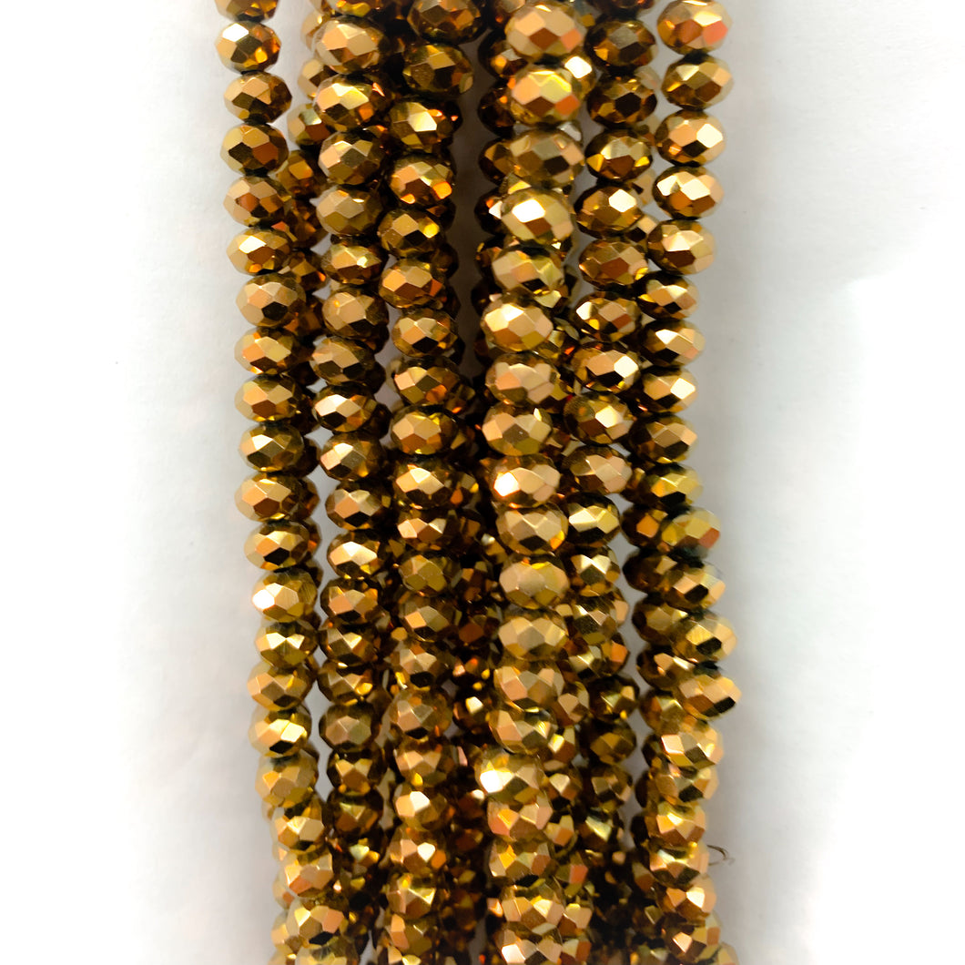 Cristal chato | 6 mm | Dorado Bronce Metal 148
