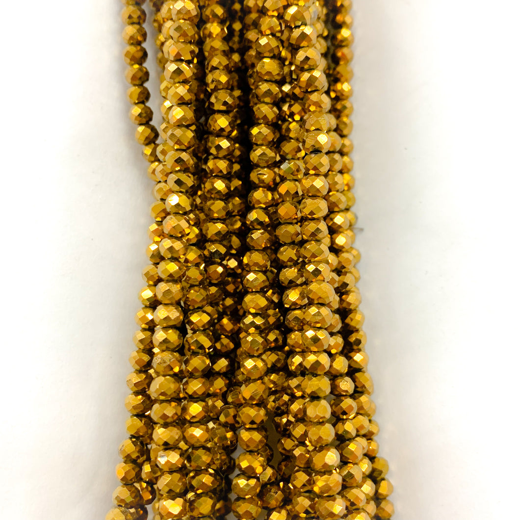 Cristal Chato | 4mm | Metal Dorado 153