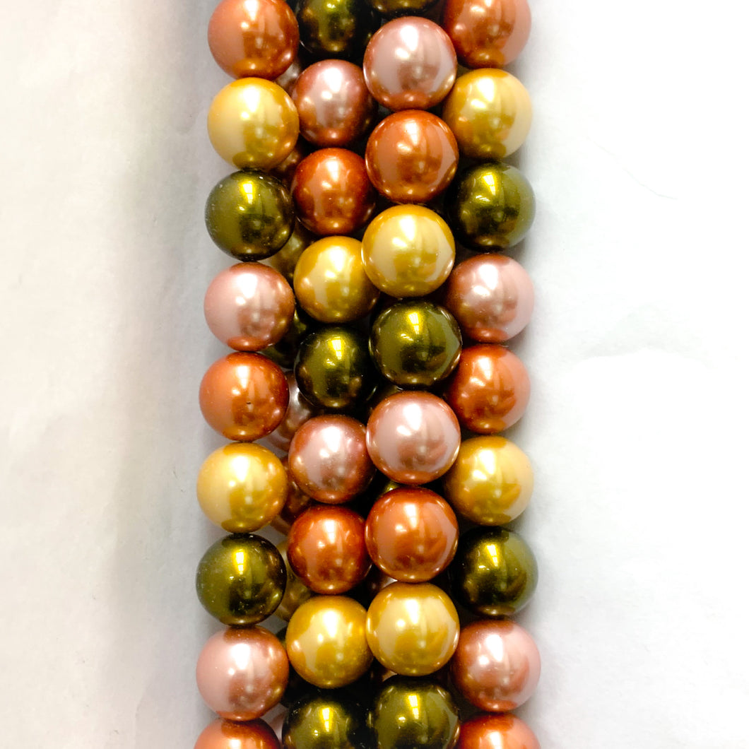 PERLA SHELL | 12MM | MIX OCRE Y ROSA VERDE