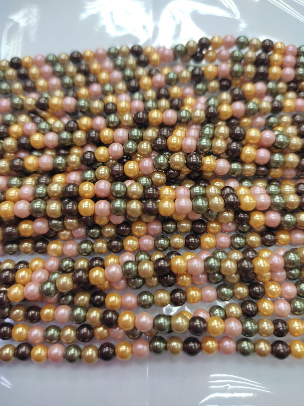 PERLA SHELL | 4MM | MIX ROSADO CAFE VERDE AMARILLO INTENSO
