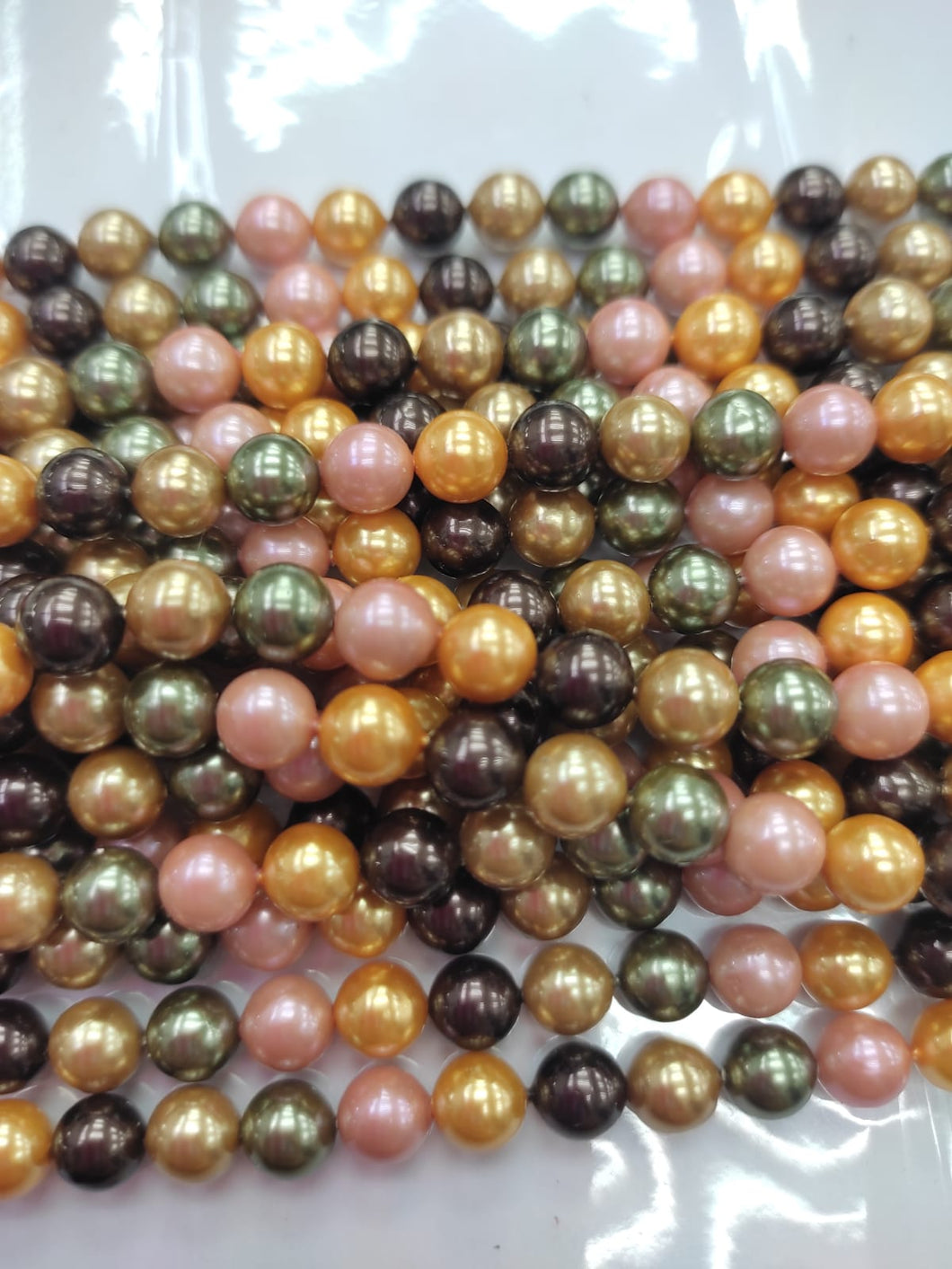 PERLA SHELL | 6MM | MIX VERDE ROSADOCAFE AMARILLO INTENSO