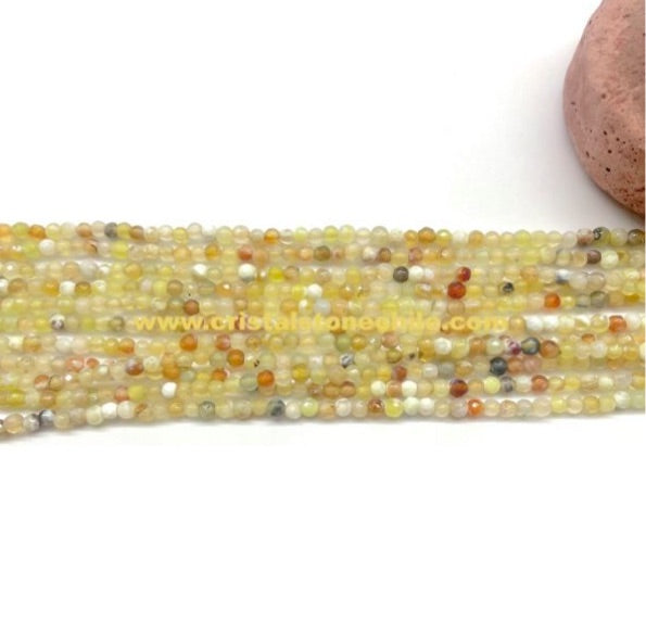 Agata Facetada | 3mm | Mix amarillo pálido blanco