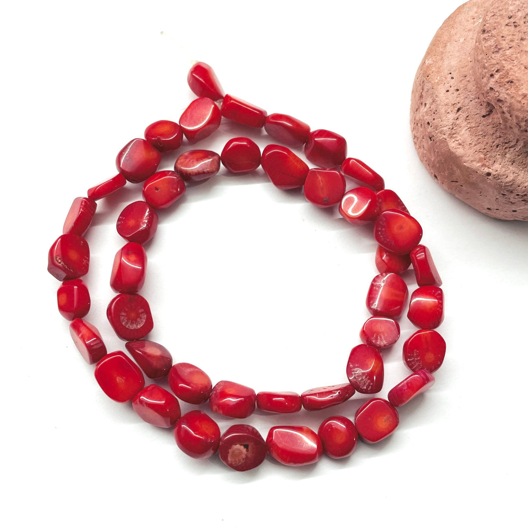 CORAL ROJO | IRREGULAR PLANO PEQ | 8MM APROX | 42CM