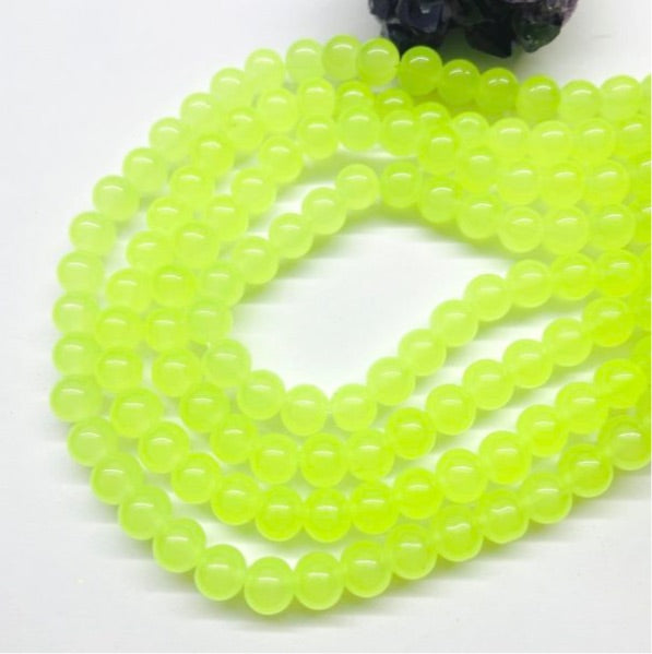 PERLA DE VIDRIO | 8MM | VERDE FLUOR TRASLÚCIDO