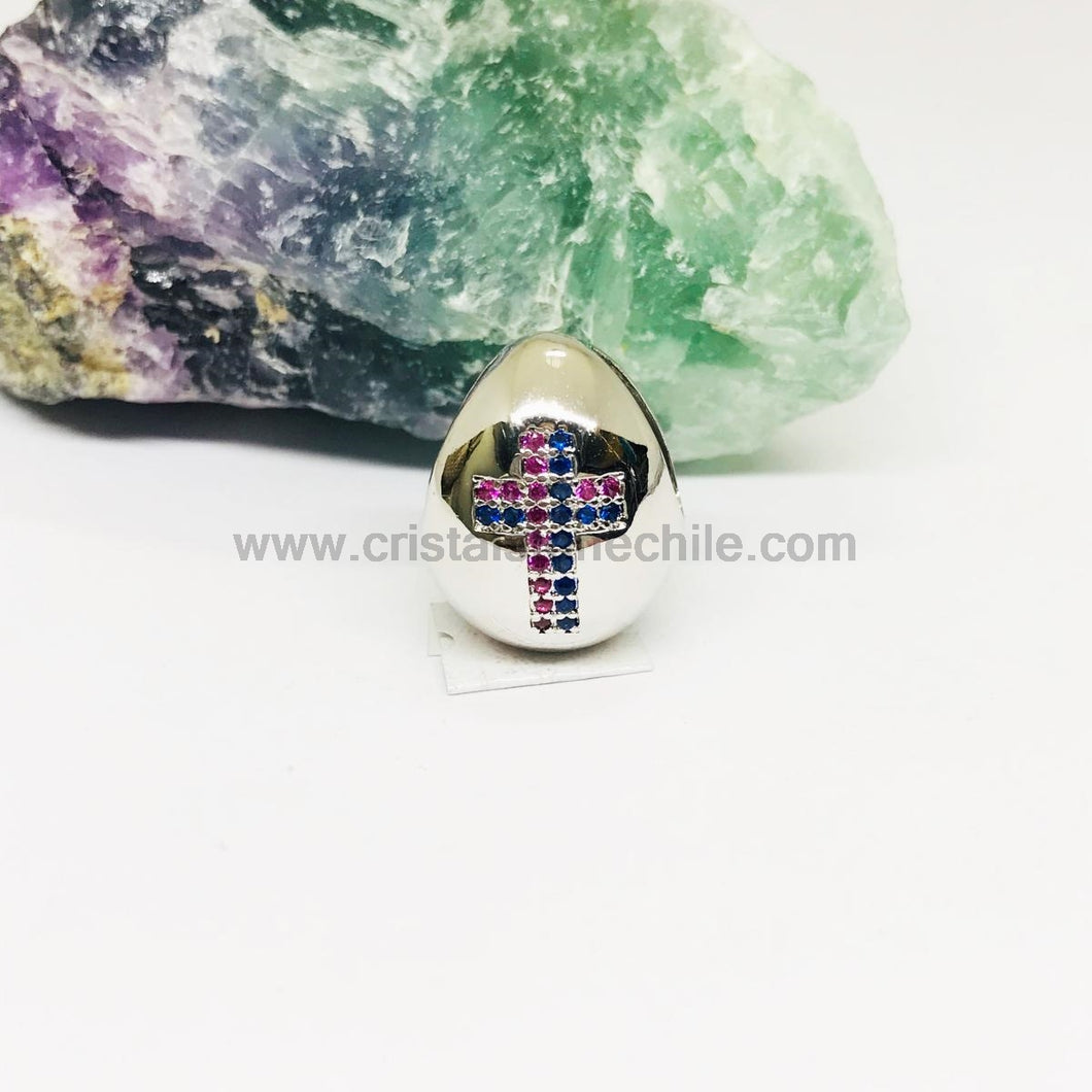 RODINADO | COLGANTE GOTA CON CRUZ | 19MM | 1UND | PLATEADO (R6-57)