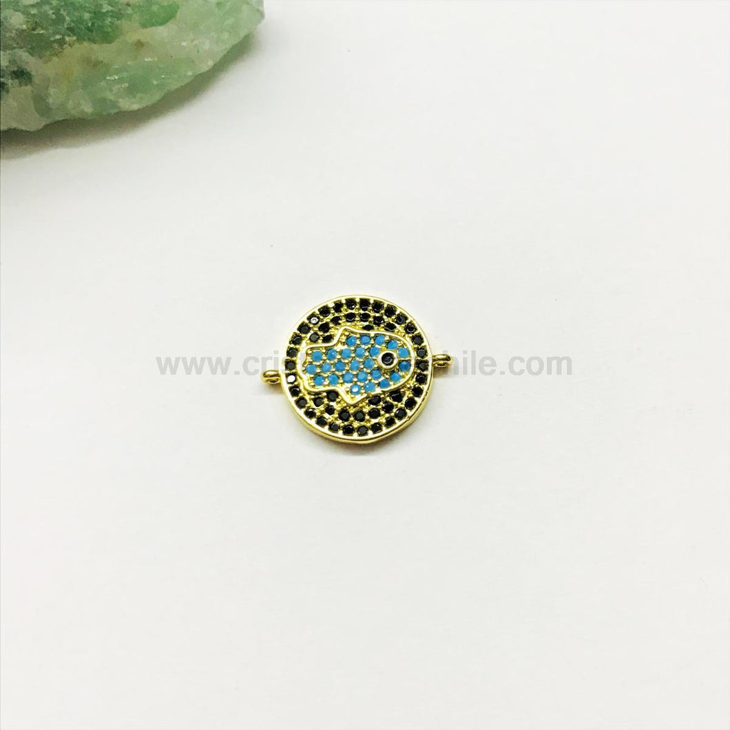 RODINADO | CONECTOR MANO MICROCIRCON | 14MM | 1UND | DORADO (R9-82)