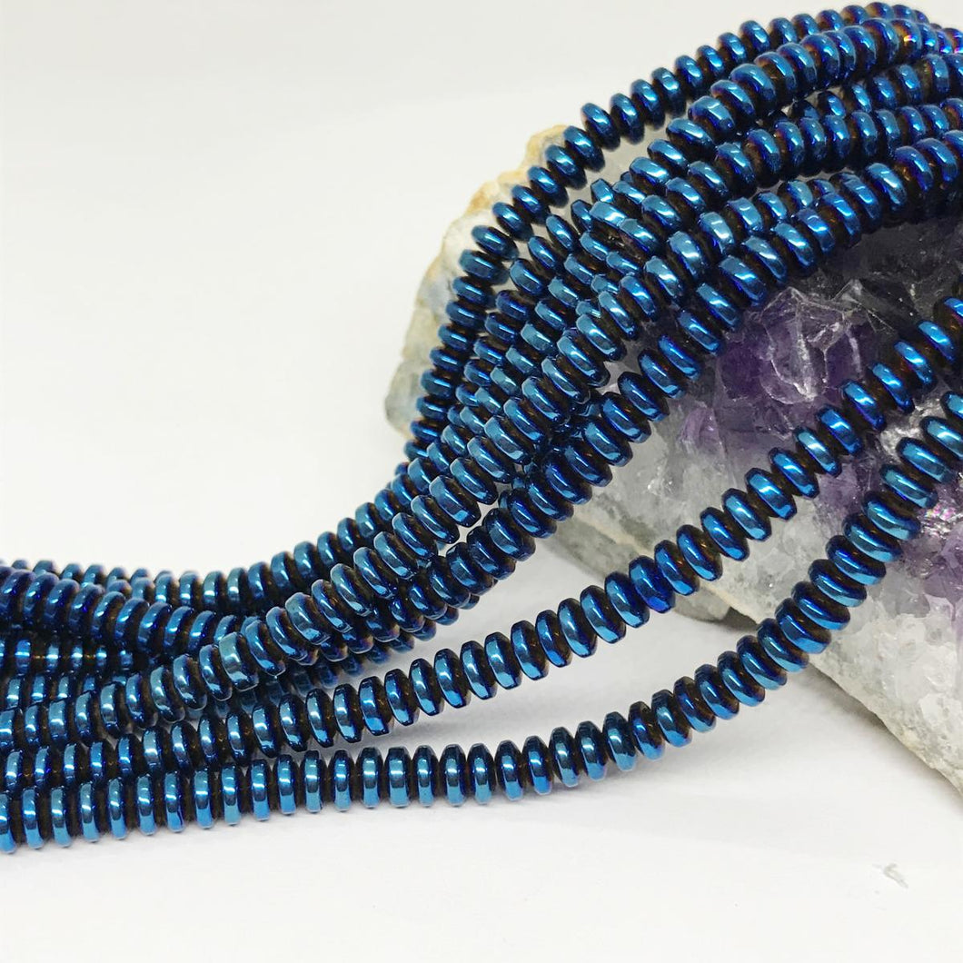 HEMATITA RONDELL | 5×1.5MM | AZUL