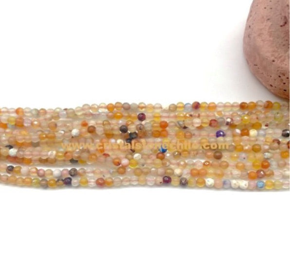 Agata Facetada | 3mm | Mix gris y naranja matizado Co.46