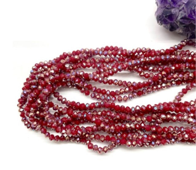 Cristal Chato | 4mm | Bicolor Matte Rojo Osc-Plateado 136