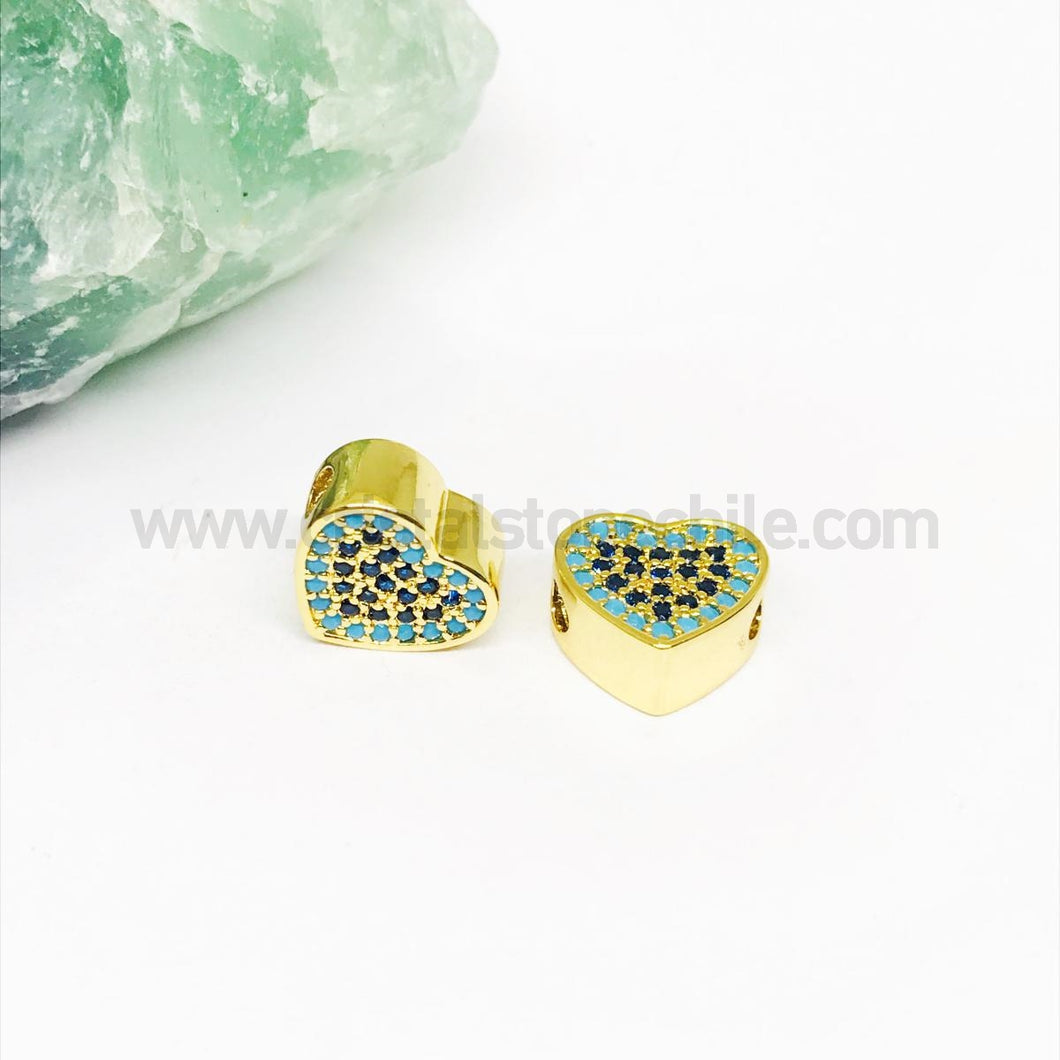 RODINADO | SEPARADOR CORAZON MICROCIRCON | 10MM | 1UND | DORADO (R3-30)