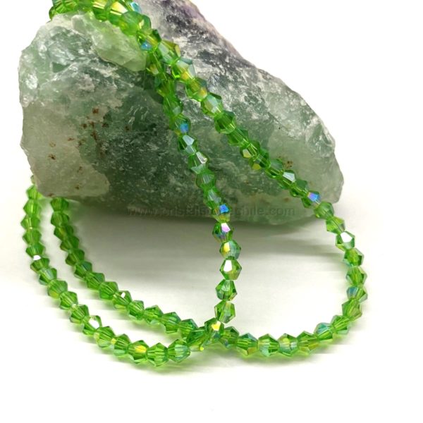 CRISTAL BICONO | 4MM | TR TORNASOL VERDE MANZANA