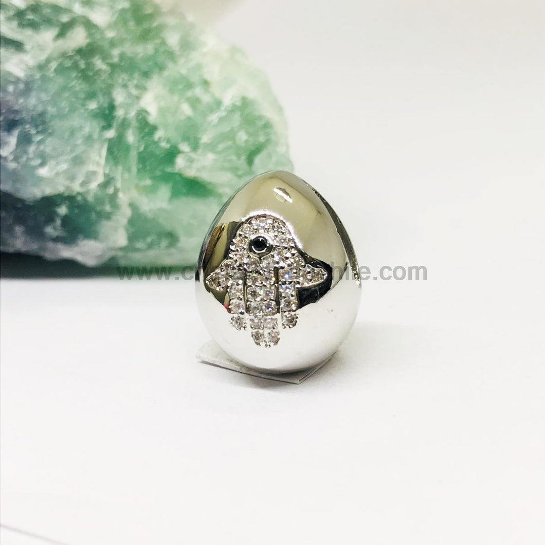 RODINADO | COLGANTE GOTA CON MANO BLANCA | 19MM | 1UND | PLATEADO (R6-59)
