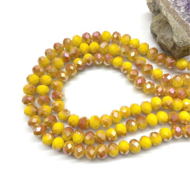 Cristal chato | 8 mm | Bicolor Matte Amarillo-Naranja 35