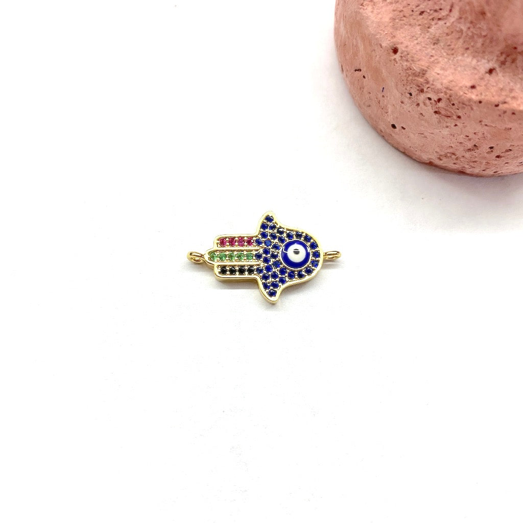 RODINADO | CONECTOR MANO MULTICOLOR | 23MM | 1UND | DORADO (R9-86)